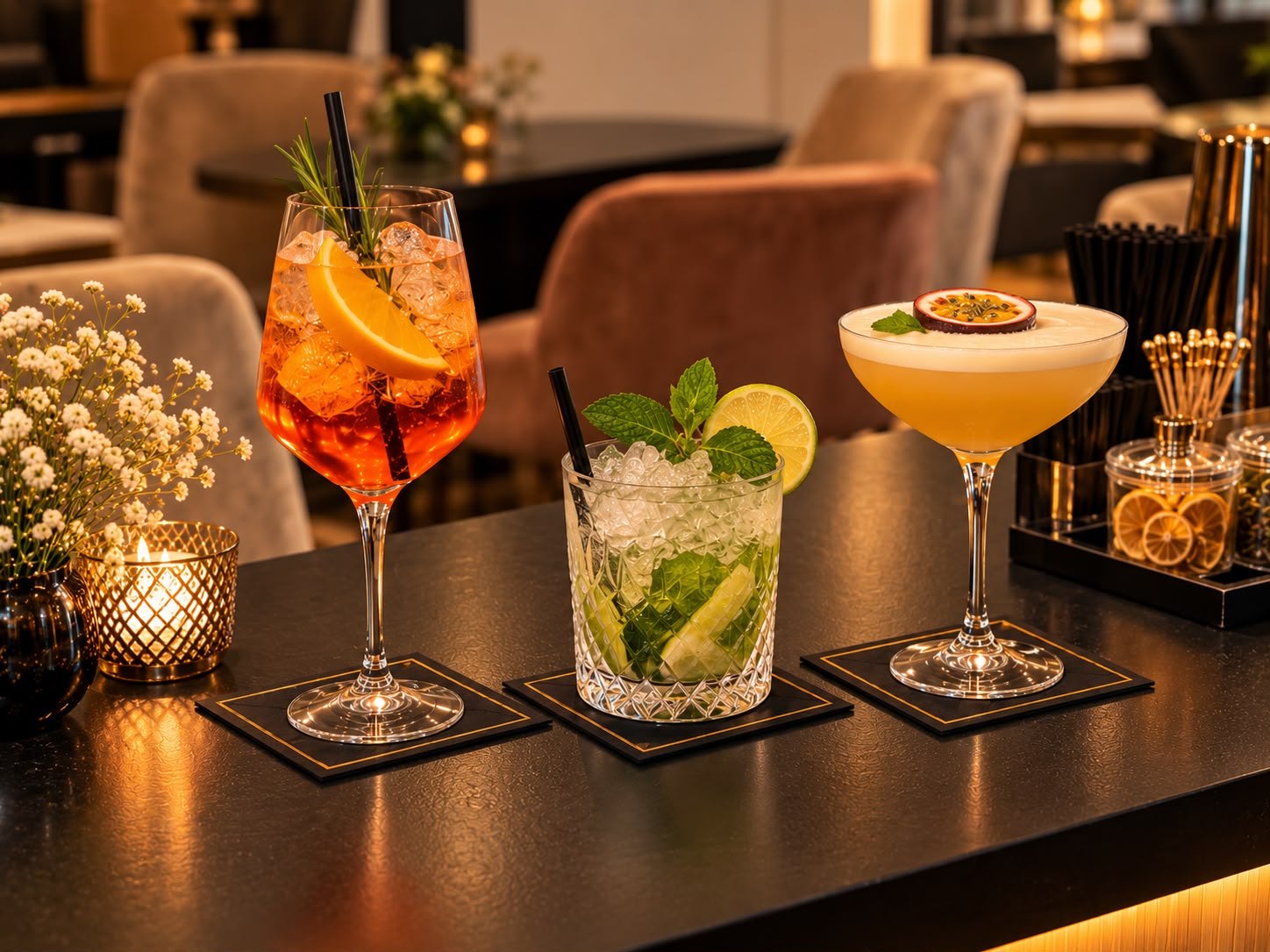 Elegante Cocktailauswahl an der twenty9 Bar